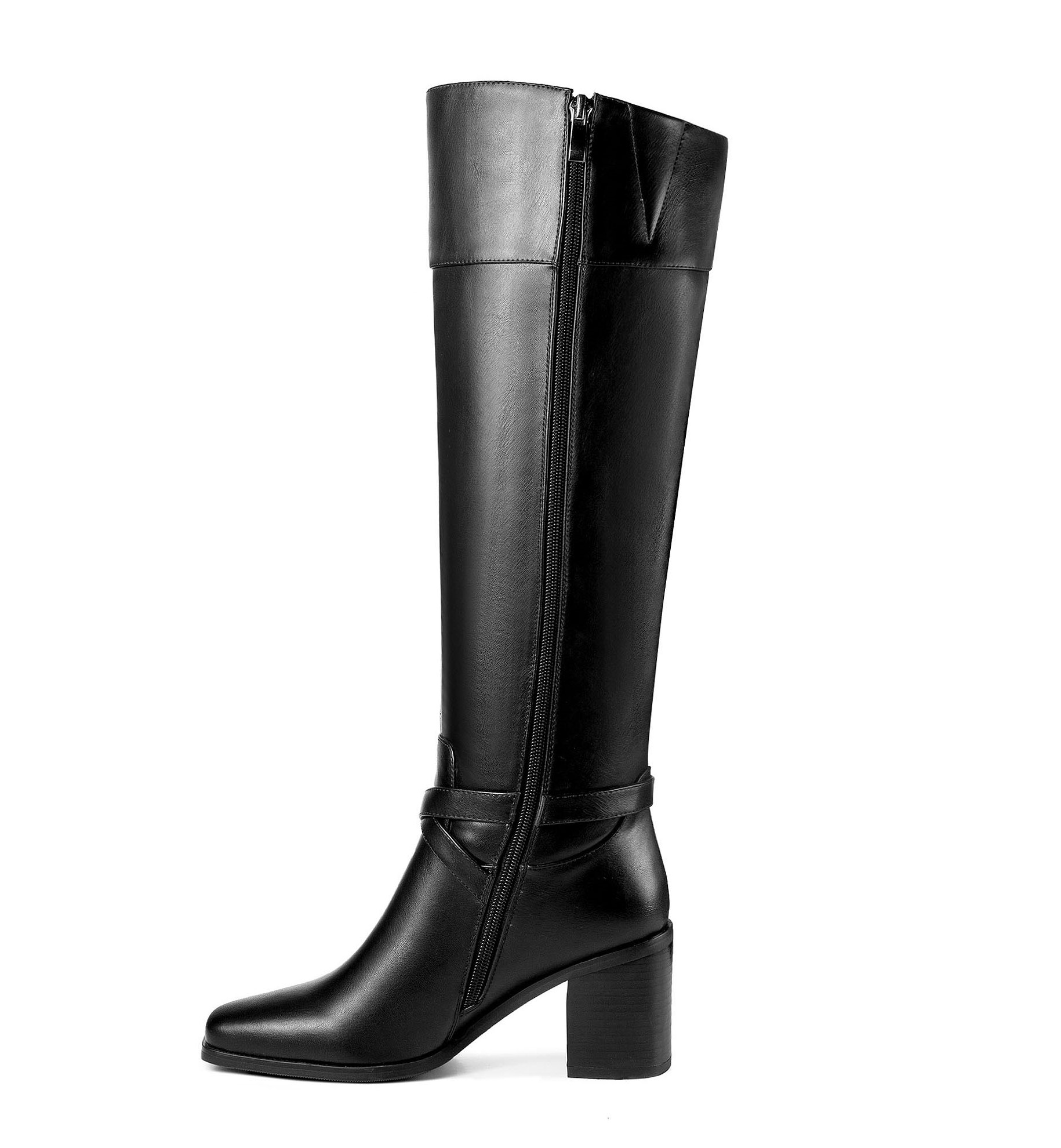 Ann Creek Women's Riding Boots Block Heels Square Toe Crisscross Buckle Straps - Picture 10 of 21