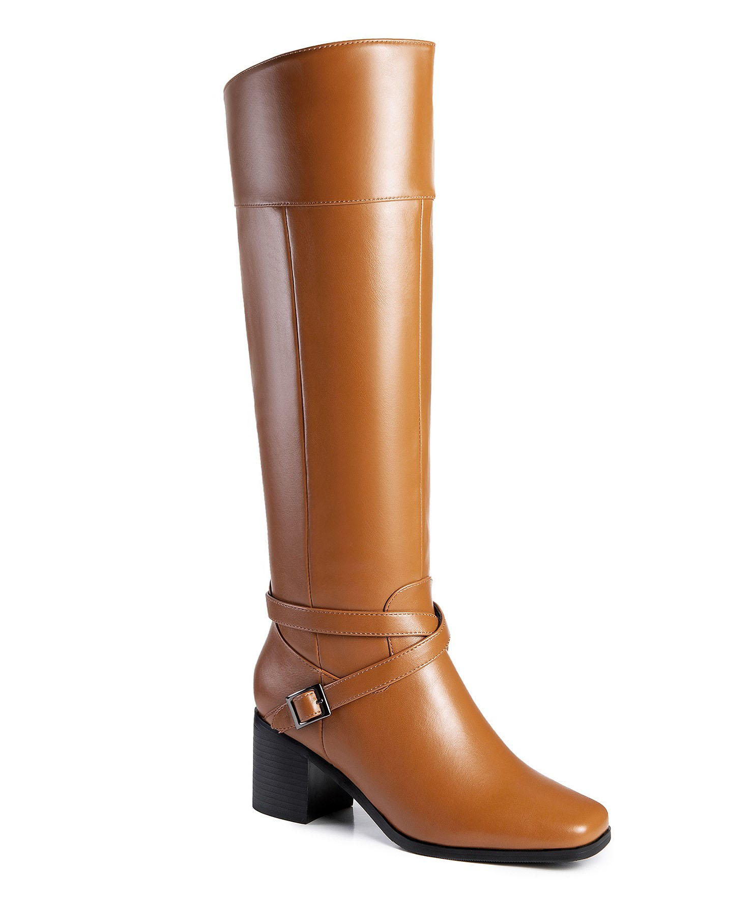 Ann Creek Women's Riding Boots Block Heels Square Toe Crisscross Buckle Straps - Picture 19 of 21