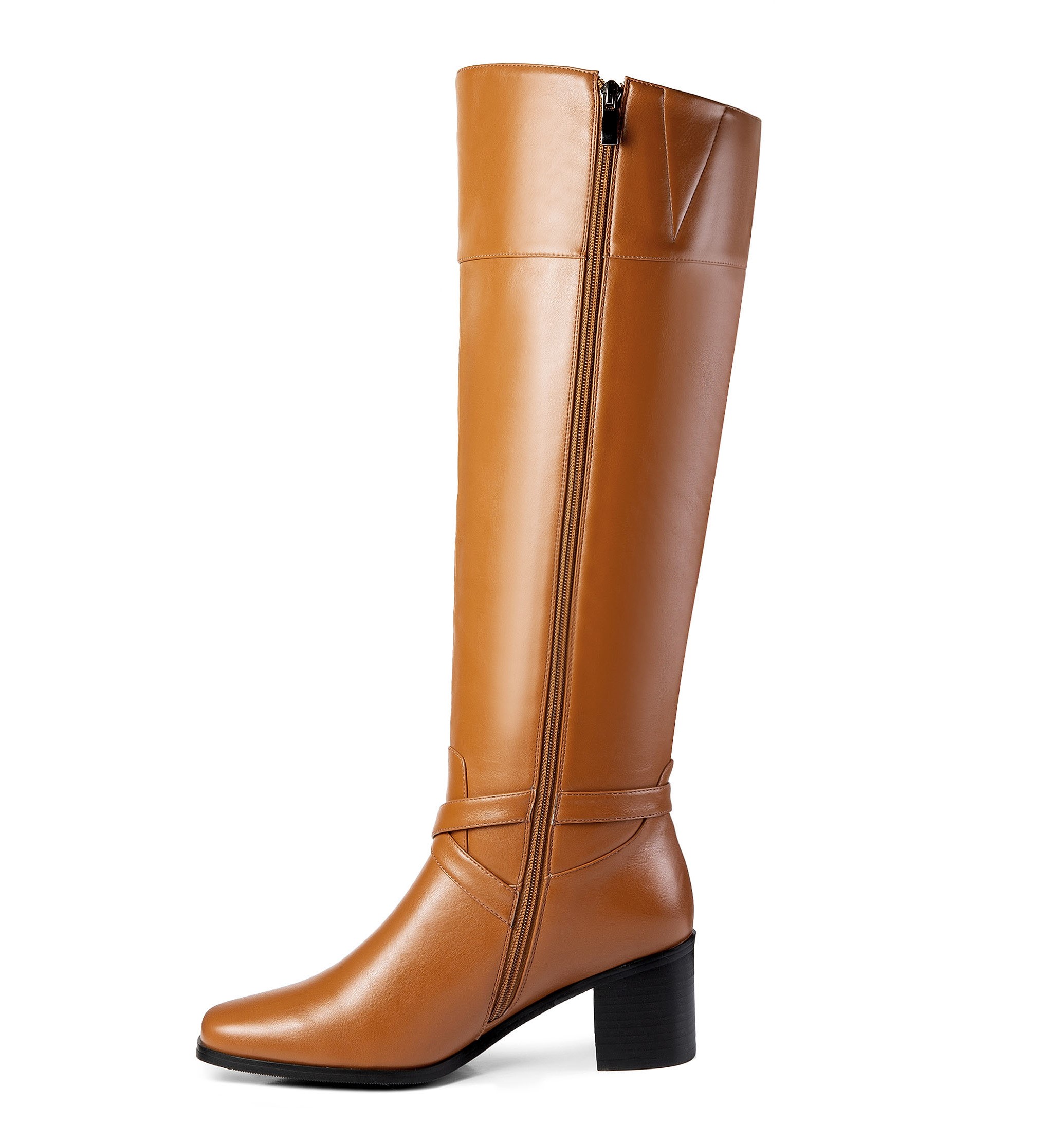 Ann Creek Women's Riding Boots Block Heels Square Toe Crisscross Buckle Straps - Picture 20 of 21