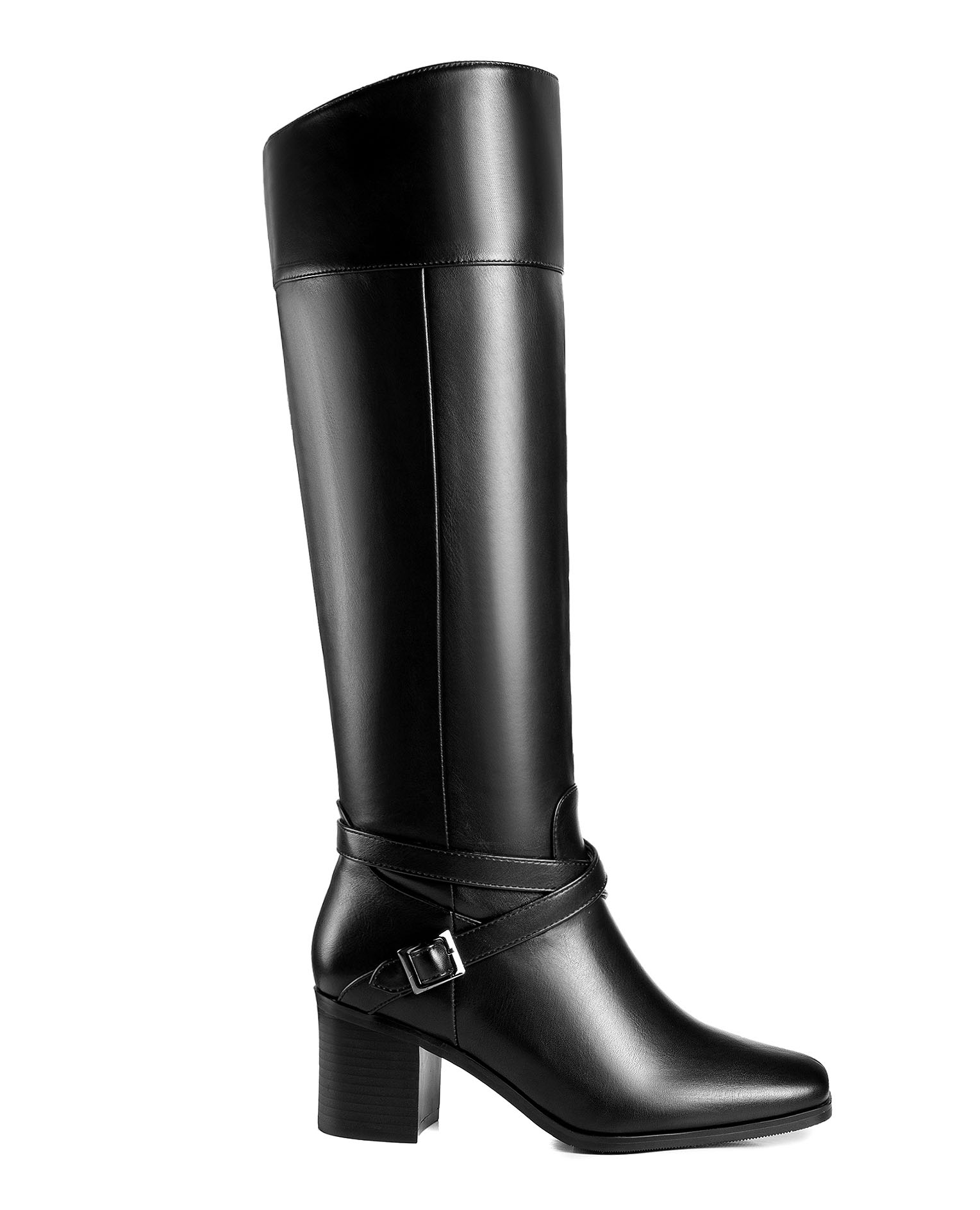 Ann Creek Women's Riding Boots Block Heels Square Toe Crisscross Buckle Straps - Picture 9 of 21