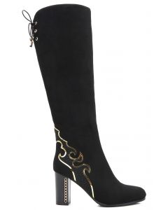 Tall Boots Mini Stud Glittering Paisley Patterns