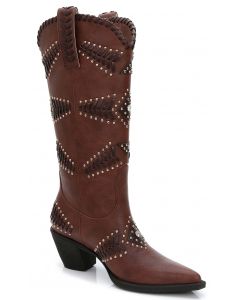 'Costa' Rhinestone and Stud Texture Boots