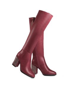 Metallic Glitter Boots Slouch Shaft Studded High Heels Adult