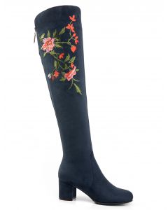 Floral Embroidery Over-the-knee Rhinestone Boots