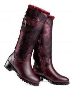 Two-tone Slouch Shaft Fur Trim Knee-High Winter Boots