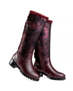 Two-tone Slouch Shaft Fur Trim Knee-High Winter Boots