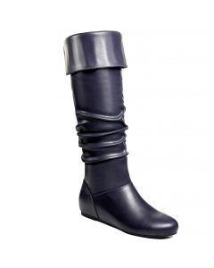 Wedge Boots Tall or Over the Knee 2-Way Dark Blue like Black Adult