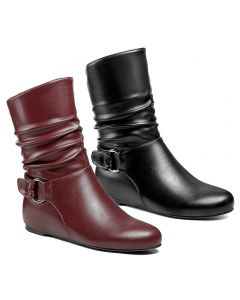 Hidden Wedge Heel Booties Ruched Upper