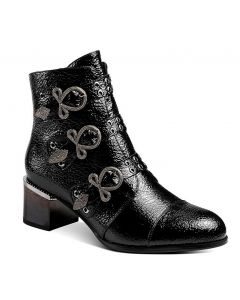 Croc Accent Silvertone Buckle Strap Metallic Plated Booties
