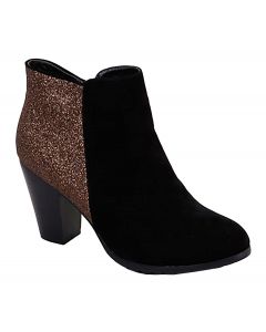 Glitter Ankle Boots Two Color Tone Suede Accent