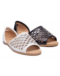 Rhinestone Cutout Studded Flat Sandals Female Adult