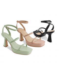 Sandals Chunky High Heels Platform Buckle Straps Adult
