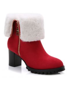 Fur Trim Foldable Shaft Booties Shearling Style