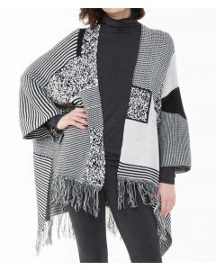 Sioni Women's Patchwork Fringe Poncho