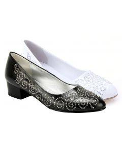 Rhinestone Glittering Paisley Pattern Pumps Chunky Heel