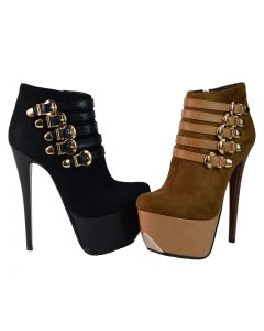 Stiletto Heels High Platform Ankle Boots Suede Accent