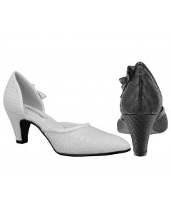 Slip-on Heel Pumps Croc Accent Pointy Toe