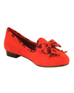 Animal-Print Suede Accent Loafers Bowtie Detail